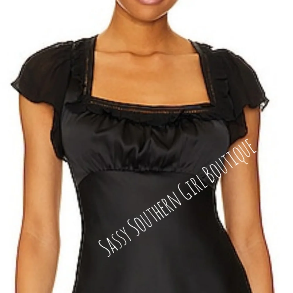🆕⭐Free People black satin baby mini dress